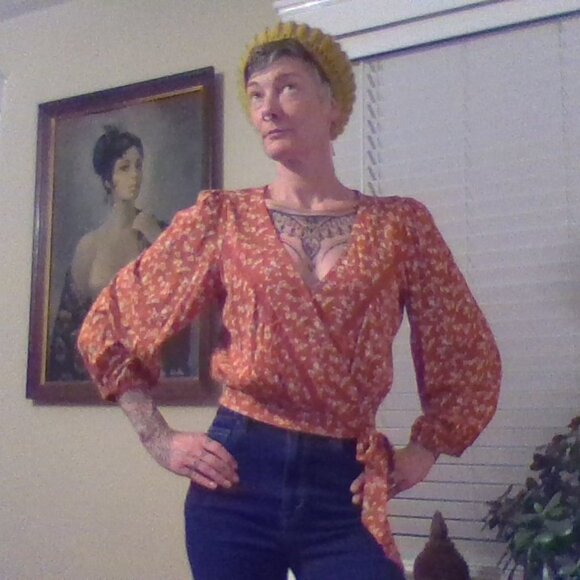 Lucky Brand Tops - Harvest Orange Faux Wrap Blouse Lucky Brand Size Small